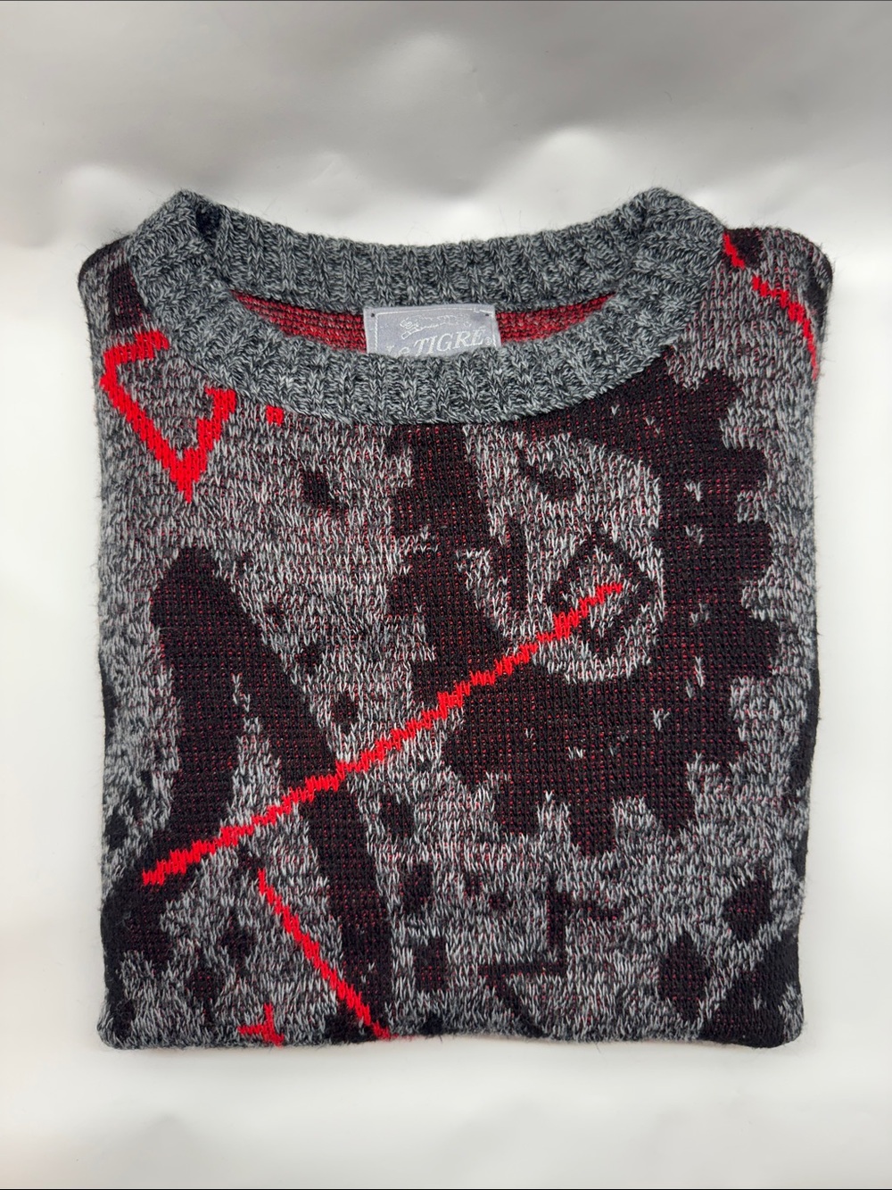 Vintage 80s 90s Le Tigre Geometric Paisley Knit Crewneck Sweater Men's